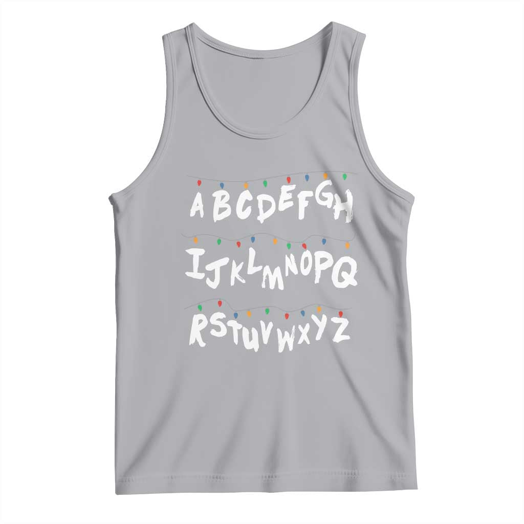 Funny Stranger Christmas Tank Top Alphabet Xmas Lights TS11 Athletic Heather Print Your Wear