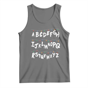 Funny Stranger Christmas Tank Top Alphabet Xmas Lights TS11 Black Heather Print Your Wear