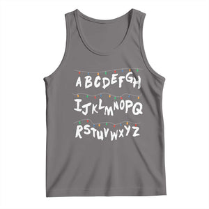 Funny Stranger Christmas Tank Top Alphabet Xmas Lights TS11 Deep Heather Print Your Wear