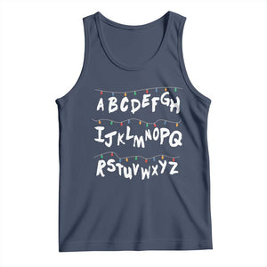 Funny Stranger Christmas Tank Top Alphabet Xmas Lights TS11 Navy Print Your Wear