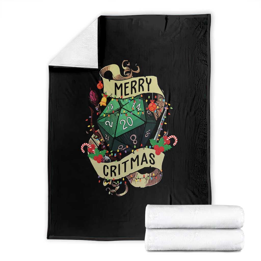 Funny Christmas Tabletop RPG Throw Blanket Merry Critmas D20 RPG Gamer Gaming TS11 Black Print Your Wear