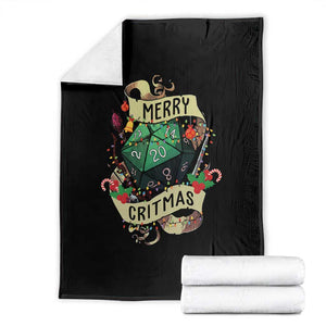 Funny Christmas Tabletop RPG Throw Blanket Merry Critmas D20 RPG Gamer Gaming TS11 Black Print Your Wear