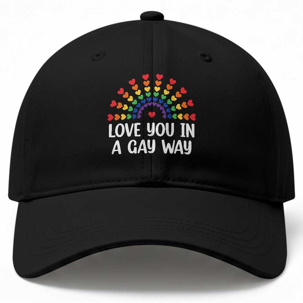 Funny Valentine's Day LGBT Baseball Cap Love You In A Gay Way Rainbow Hearts TS11 Print Your Wear