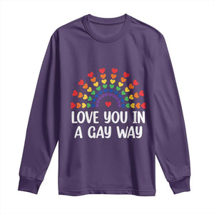 Funny Valentine's Day LGBT Long Sleeve Shirt Love You In A Gay Way Rainbow Hearts TS11 Purple Print Your Wear