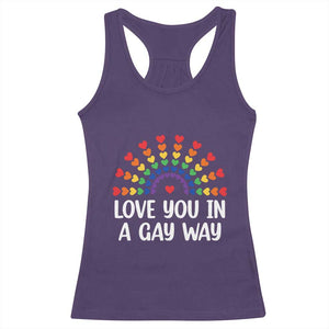 Funny Valentine's Day LGBT Racerback Tank Top Love You In A Gay Way Rainbow Hearts TS11 Purple Print Your Wear