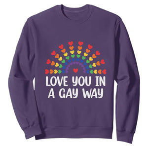 Funny Valentine's Day LGBT Sweatshirt Love You In A Gay Way Rainbow Hearts TS11 Purple Print Your Wear