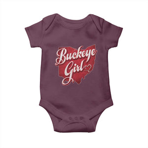 Funny Buckeye Girl Baby Onesie Red Map Of Ohio State TS11 Maroon Print Your Wear