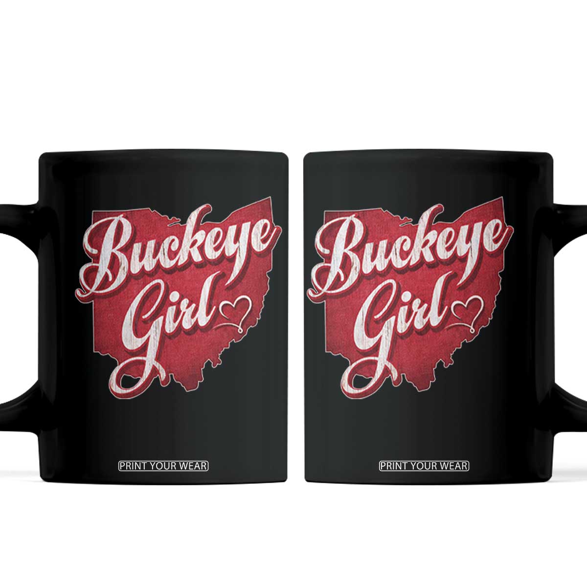 Funny Buckeye Girl Coffee Mug Red Map Of Ohio State TS11 Black Print Your Wear