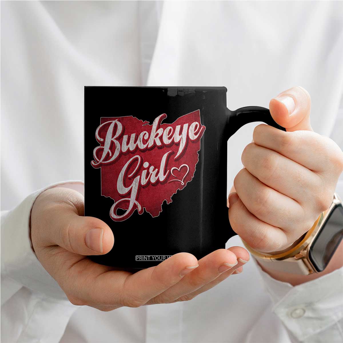 Funny Buckeye Girl Coffee Mug Red Map Of Ohio State TS11 Print Your Wear