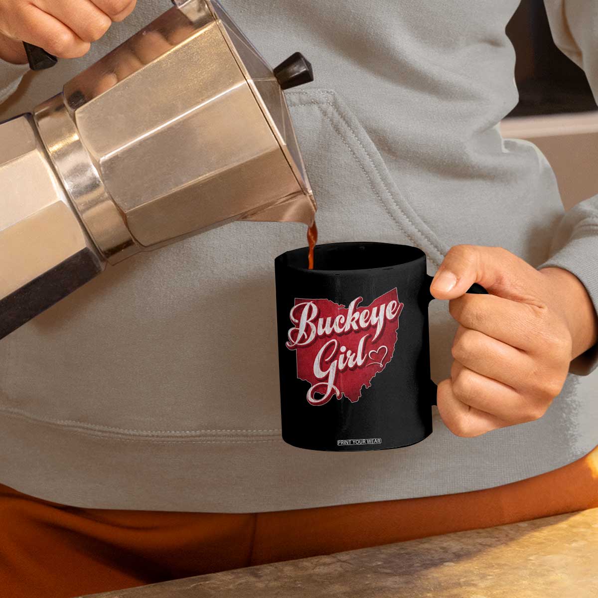 Funny Buckeye Girl Coffee Mug Red Map Of Ohio State TS11 Print Your Wear