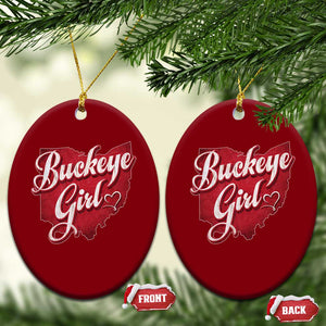 Funny Buckeye Girl Ceramic Ornament Red Map Of Ohio State TS11 Print Your Wear