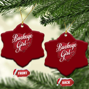 Funny Buckeye Girl Ceramic Ornament Red Map Of Ohio State TS11 Print Your Wear