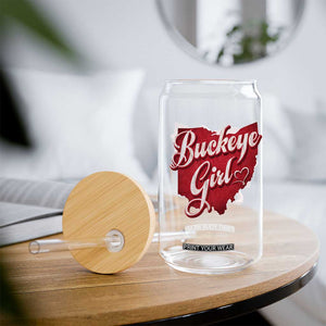 Funny Buckeye Girl Glass Can Red Map Of Ohio State TS11 Print Your Wear