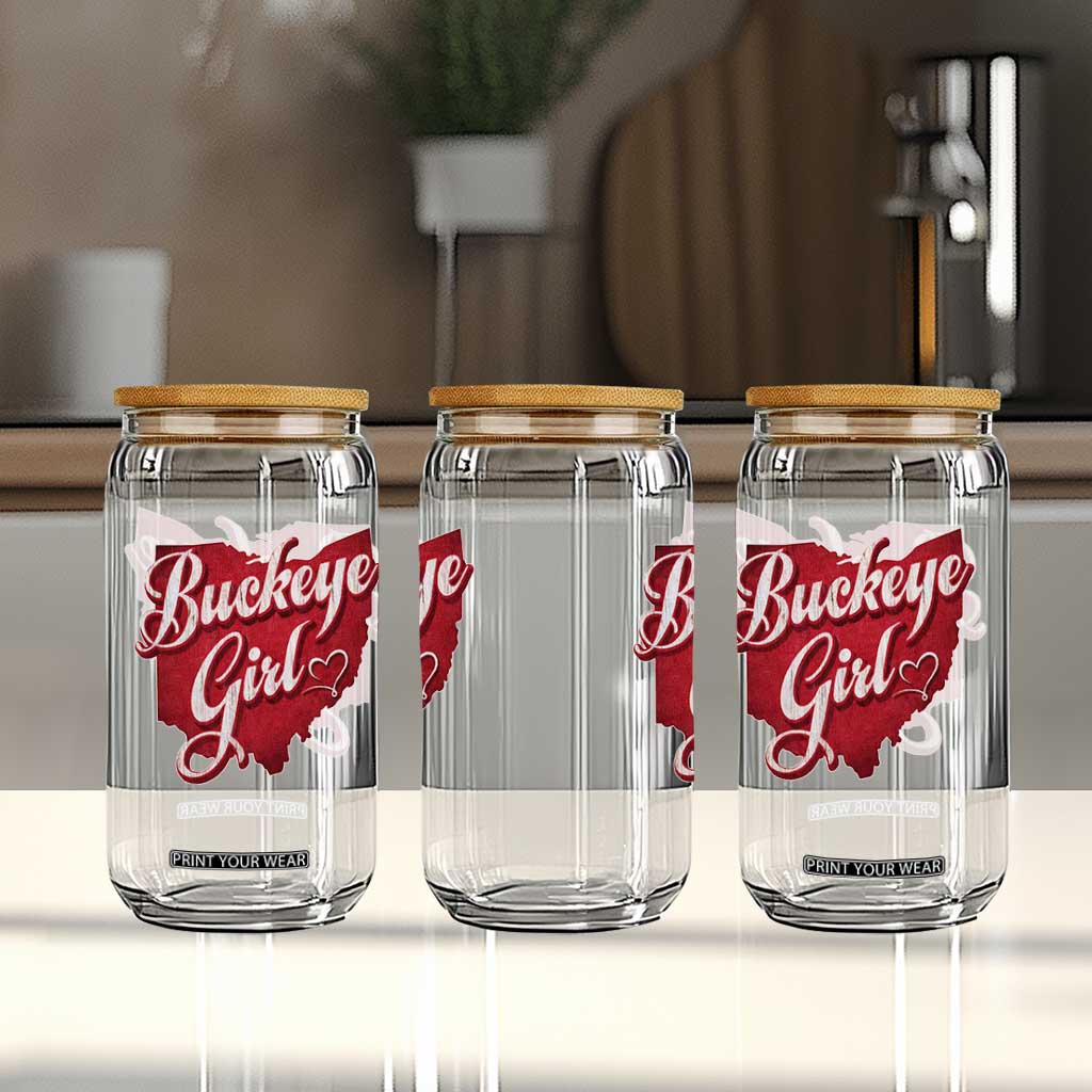 Funny Buckeye Girl Glass Can Red Map Of Ohio State TS11 Print Your Wear