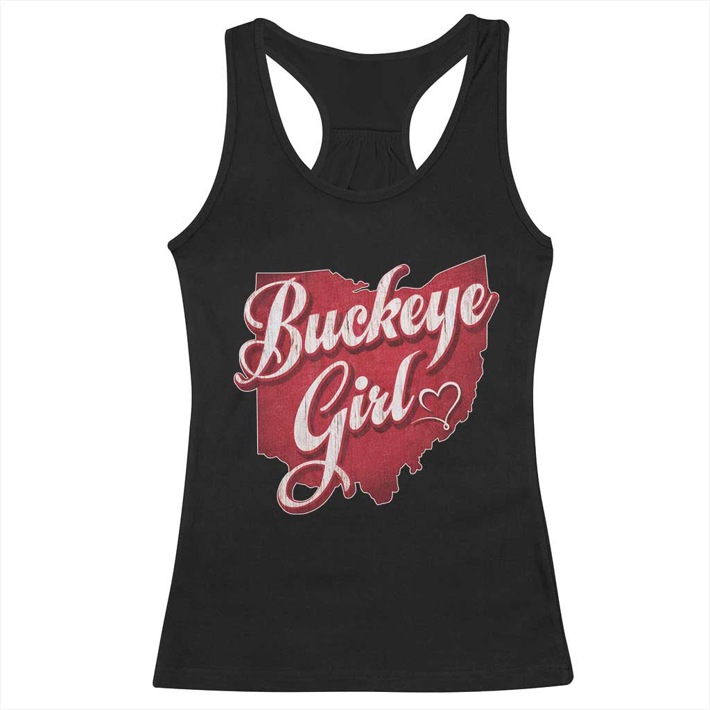 Funny Buckeye Girl Racerback Tank Top Red Map Of Ohio State TS11 Black Print Your Wear