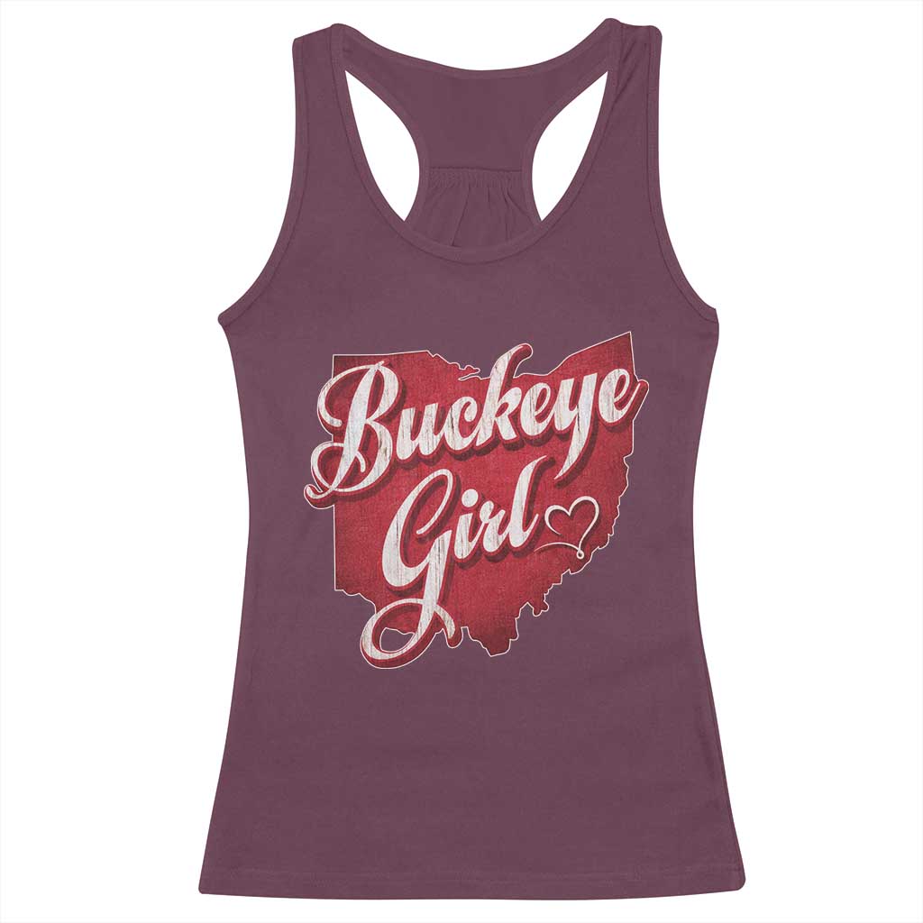 Funny Buckeye Girl Racerback Tank Top Red Map Of Ohio State TS11 Maroon Print Your Wear