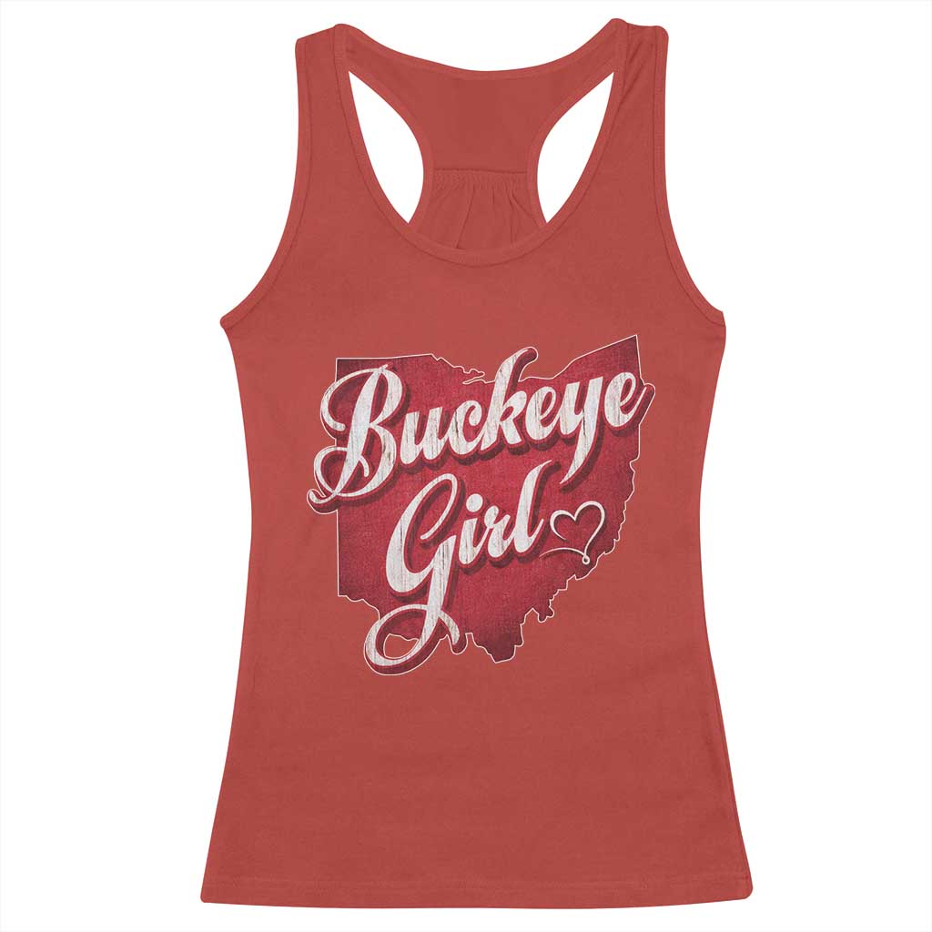Funny Buckeye Girl Racerback Tank Top Red Map Of Ohio State TS11 Red Print Your Wear