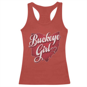Funny Buckeye Girl Racerback Tank Top Red Map Of Ohio State TS11 Red Print Your Wear