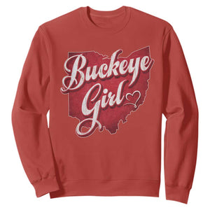 Funny Buckeye Girl Sweatshirt Red Map Of Ohio State TS11 Red Print Your Wear
