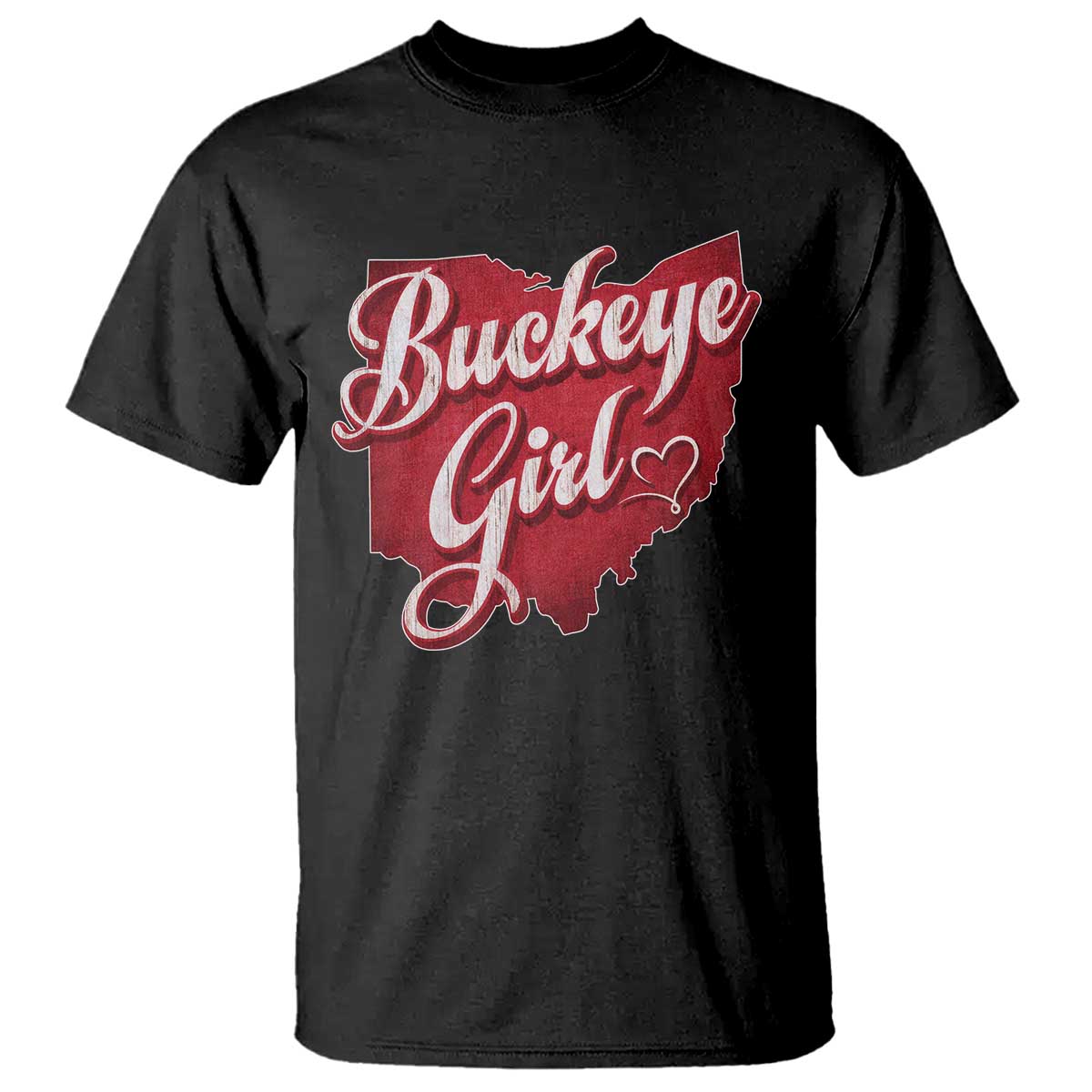 Funny Buckeye Girl T Shirt Red Map Of Ohio State TS11 Black Print Your Wear