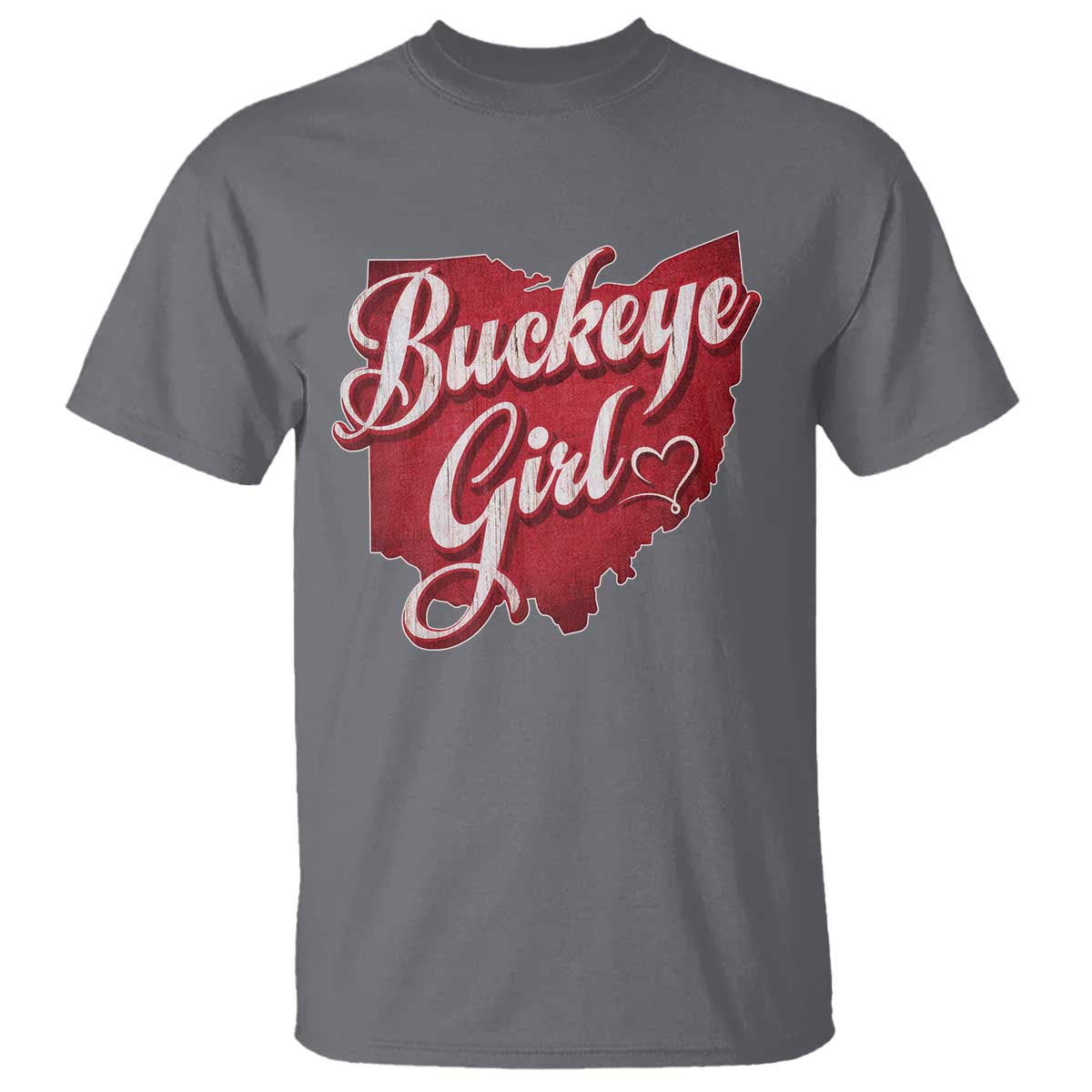 Funny Buckeye Girl T Shirt Red Map Of Ohio State TS11 Charcoal Print Your Wear