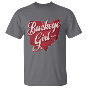 Funny Buckeye Girl T Shirt Red Map Of Ohio State TS11 Charcoal Print Your Wear