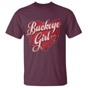 Funny Buckeye Girl T Shirt Red Map Of Ohio State TS11 Maroon Print Your Wear