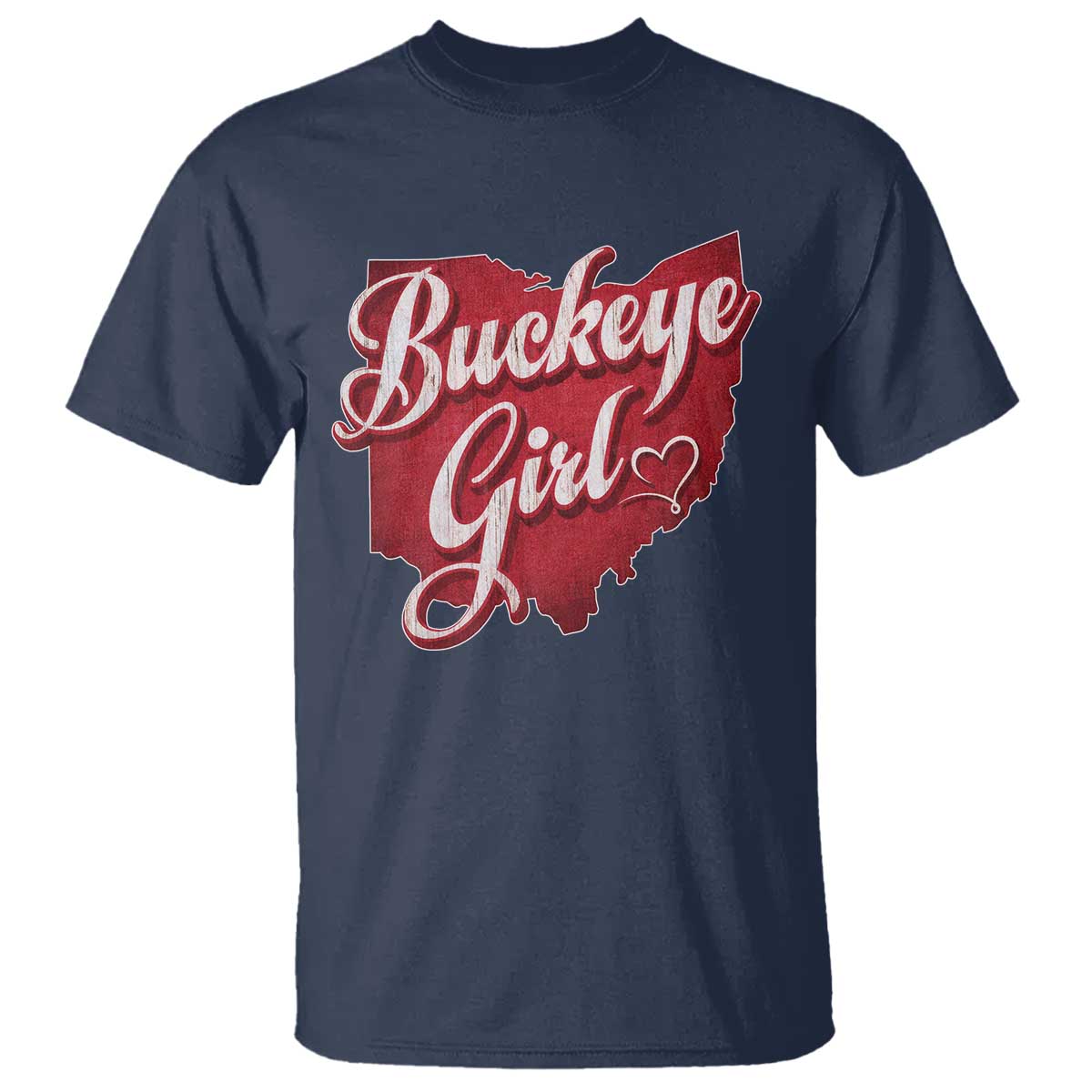 Funny Buckeye Girl T Shirt Red Map Of Ohio State TS11 Navy Print Your Wear