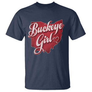 Funny Buckeye Girl T Shirt Red Map Of Ohio State TS11 Navy Print Your Wear