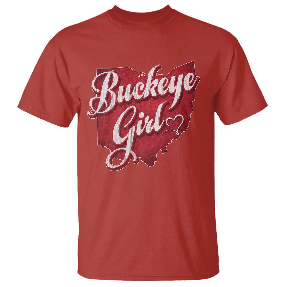 Funny Buckeye Girl T Shirt Red Map Of Ohio State TS11 Red Print Your Wear