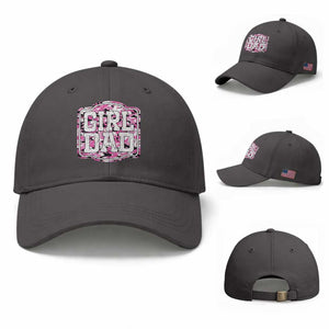 Girl Dad Baseball Cap Pink Camo Hunting Daddy Father's Day TS11 Baseball Cap Universal Fit Dark Gray Print Your Wear