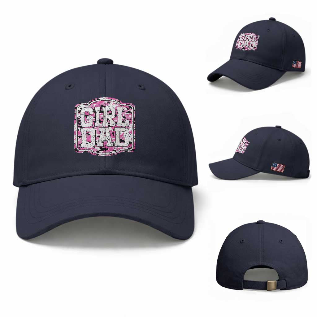 Girl Dad Baseball Cap Pink Camo Hunting Daddy Father's Day TS11 Baseball Cap Universal Fit Navy Print Your Wear