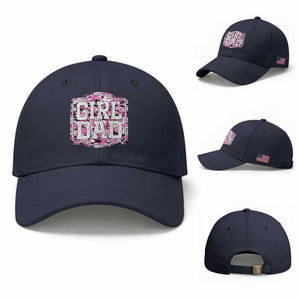 Girl Dad Baseball Cap Pink Camo Hunting Daddy Father's Day TS11 Baseball Cap Universal Fit Navy Print Your Wear