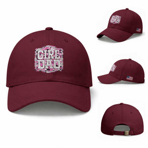 Girl Dad Baseball Cap Pink Camo Hunting Daddy Father's Day TS11 Baseball Cap Universal Fit Maroon Print Your Wear