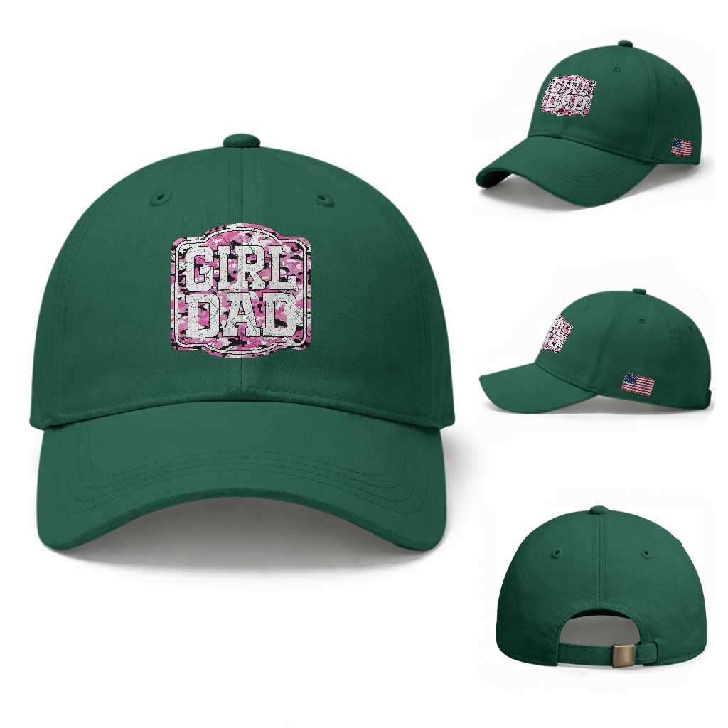 Girl Dad Baseball Cap Pink Camo Hunting Daddy Father's Day TS11 Baseball Cap Universal Fit Irish Green Print Your Wear