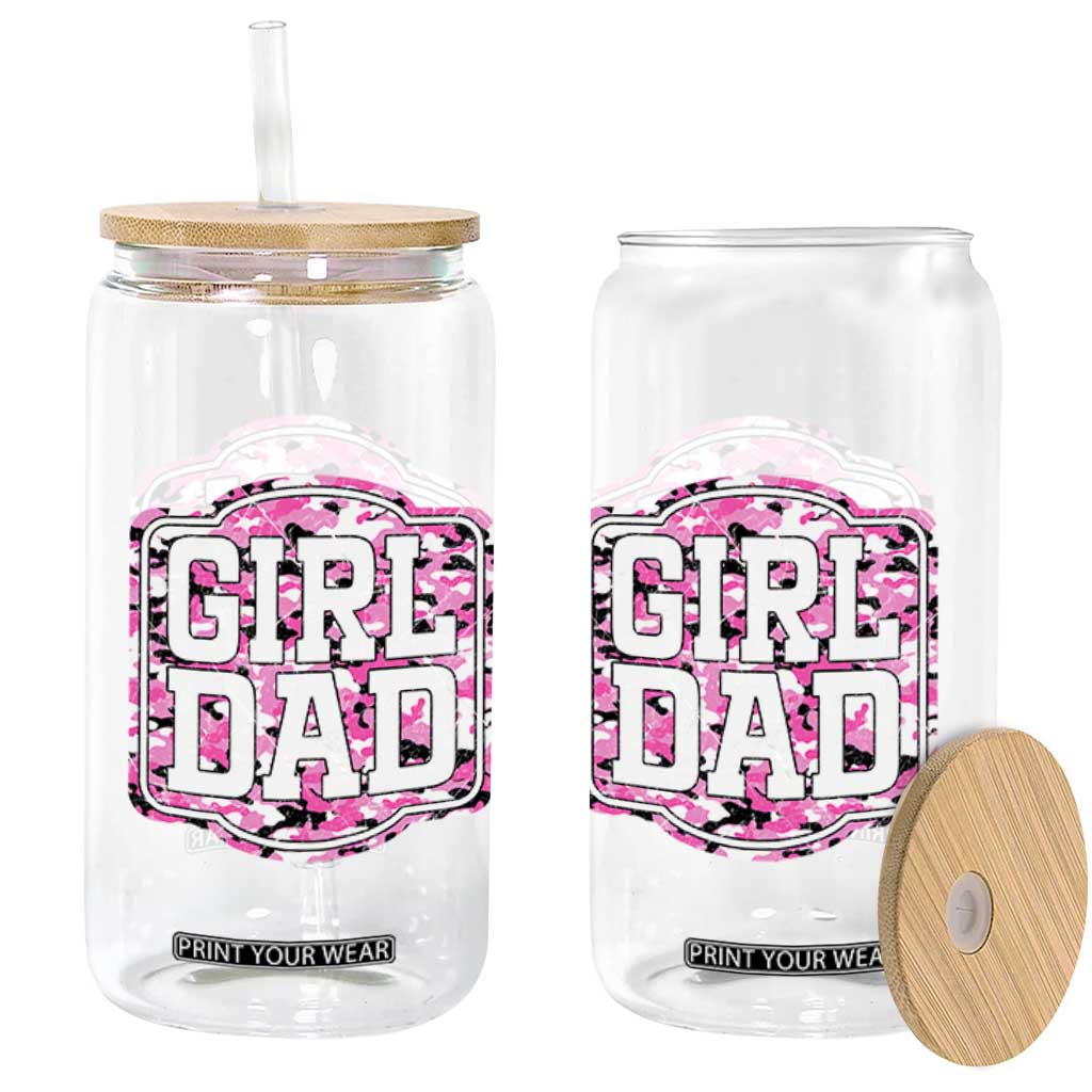 Girl Dad Glass Can Pink Camo Hunting Daddy Father's Day TS11 Print Your Wear