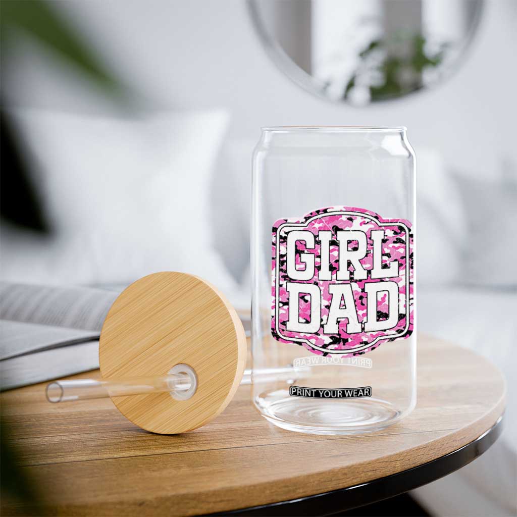 Girl Dad Glass Can Pink Camo Hunting Daddy Father's Day TS11 Print Your Wear