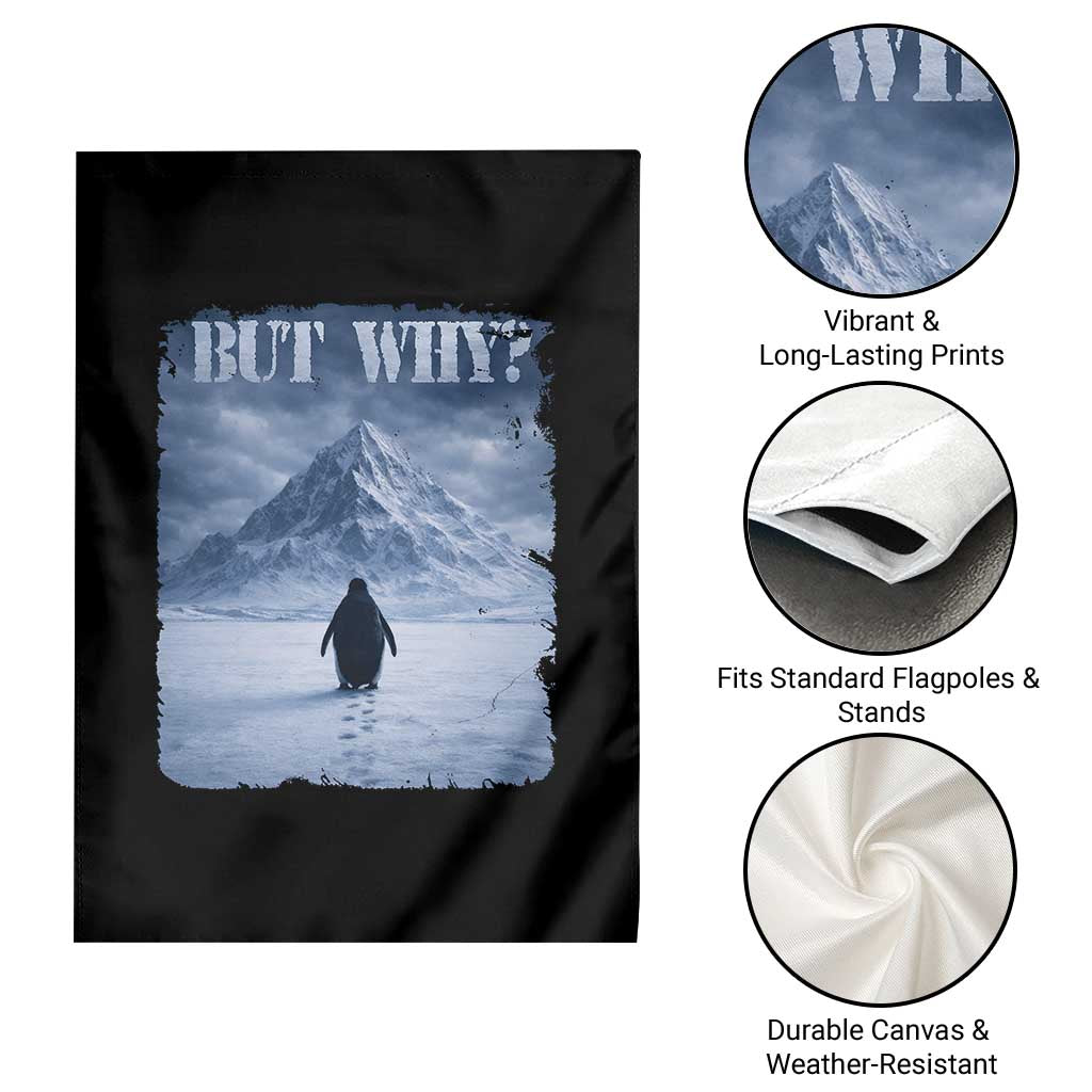 Nihilist Penguin But Why Garden Flag Snow Mountains Motivational Penguin Meme TS11 Print Your Wear