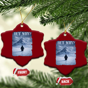 Nihilist Penguin But Why Ceramic Ornament Snow Mountains Motivational Penguin Meme TS11 Print Your Wear