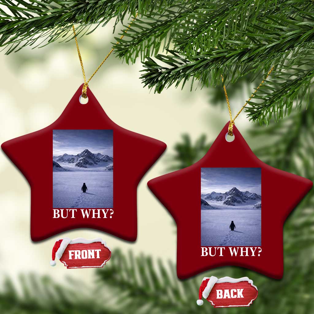 Nihilist Penguin But Why Ceramic Ornament Lone Penguin Walking Toward Mountain Meme TS11 Print Your Wear