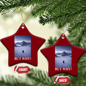 Nihilist Penguin But Why Ceramic Ornament Lone Penguin Walking Toward Mountain Meme TS11 Print Your Wear