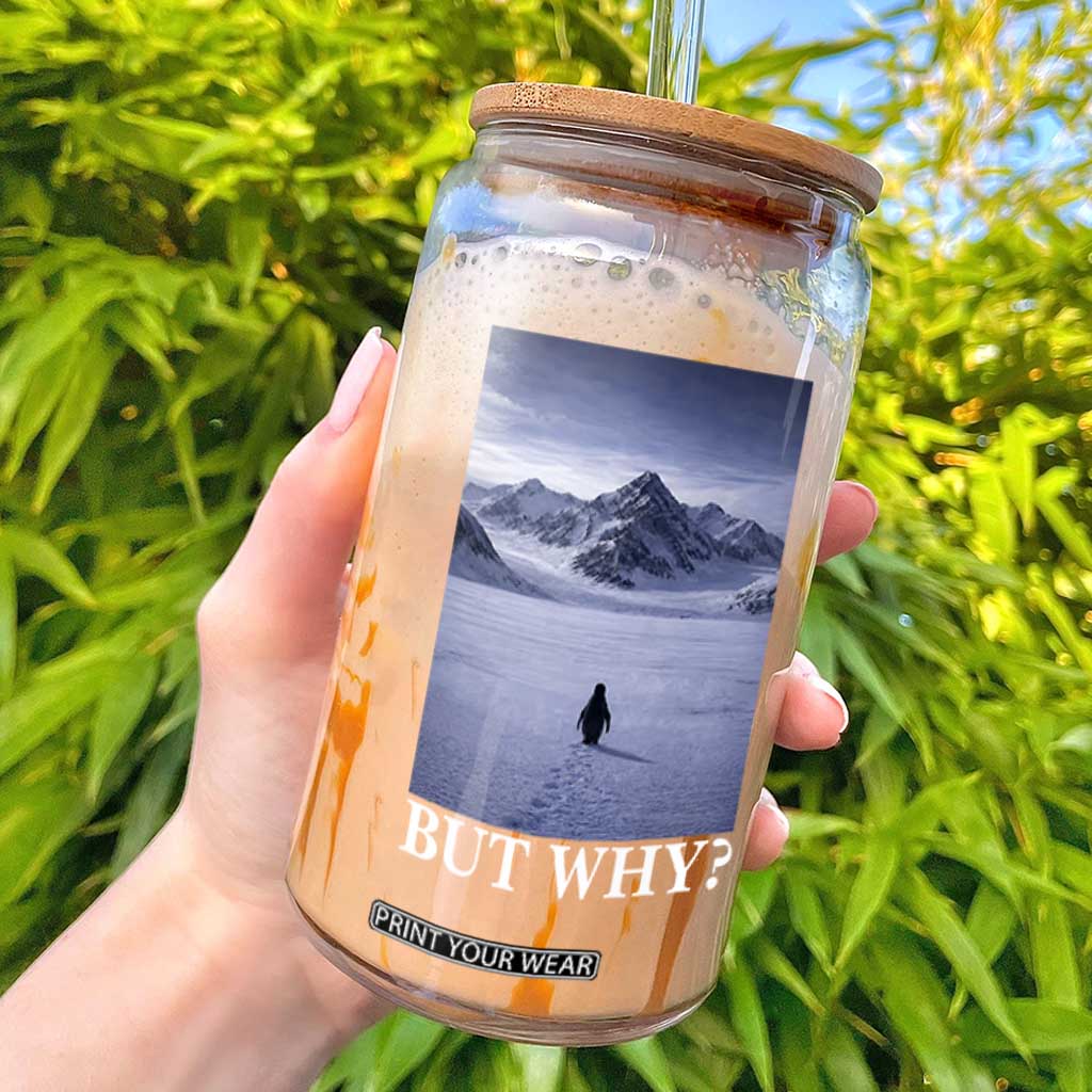 Nihilist Penguin But Why Glass Can Lone Penguin Walking Toward Mountain Meme TS11 Black Print Your Wear