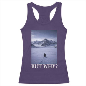 Nihilist Penguin But Why Racerback Tank Top Lone Penguin Walking Toward Mountain Meme TS11 Purple Print Your Wear