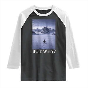Nihilist Penguin But Why Raglan Shirt Lone Penguin Walking Toward Mountain Meme TS11 Black White Print Your Wear