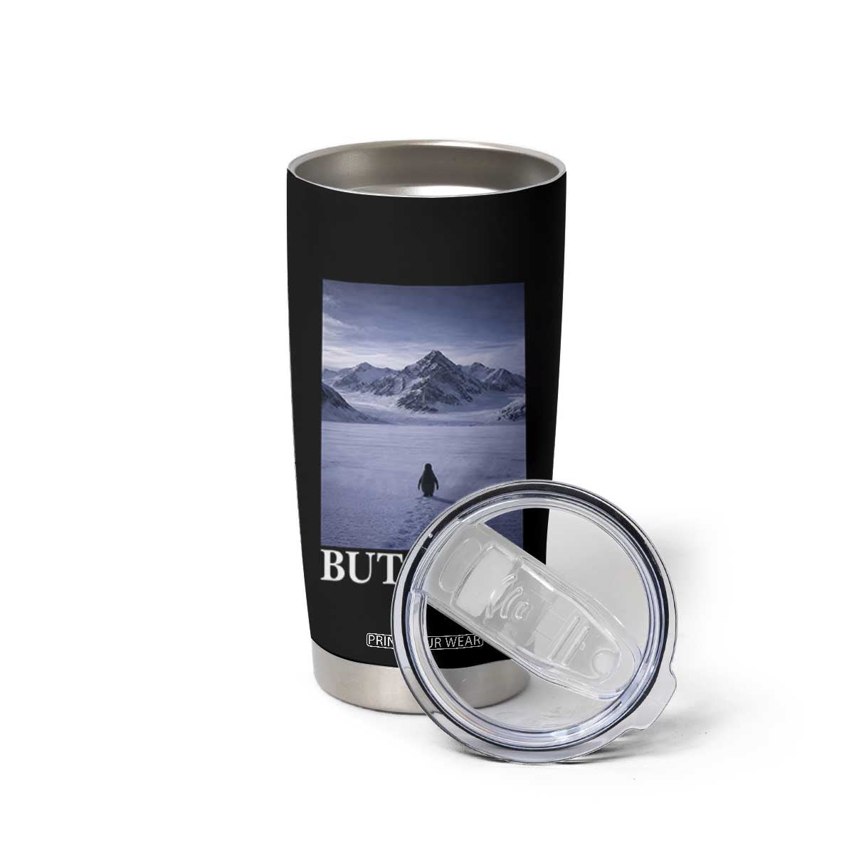 Nihilist Penguin But Why Tumbler Cup Lone Penguin Walking Toward Mountain Meme TS11 Print Your Wear