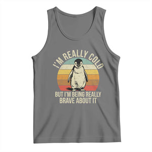 I Am Really Cold But I'm Being Really Brave About It Tank Top Funny Penguin TS11 Black Heather Print Your Wear
