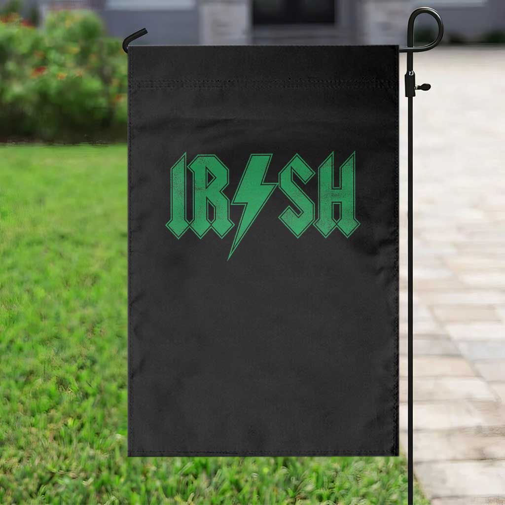 Funny Irish Rocker St Patrickss Day Lightning Bolt Rock and Roll Garden Flag TS11 Print Your Wear