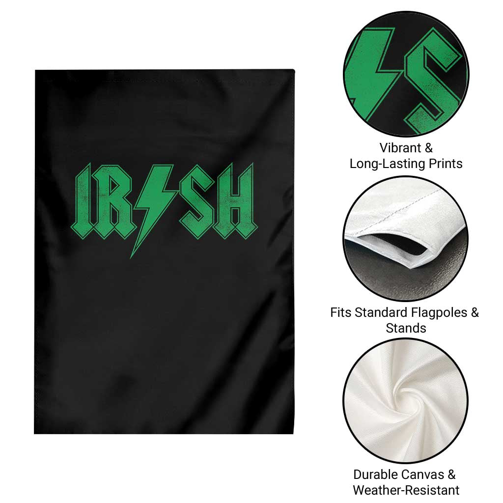 Funny Irish Rocker St Patrickss Day Lightning Bolt Rock and Roll Garden Flag TS11 Print Your Wear