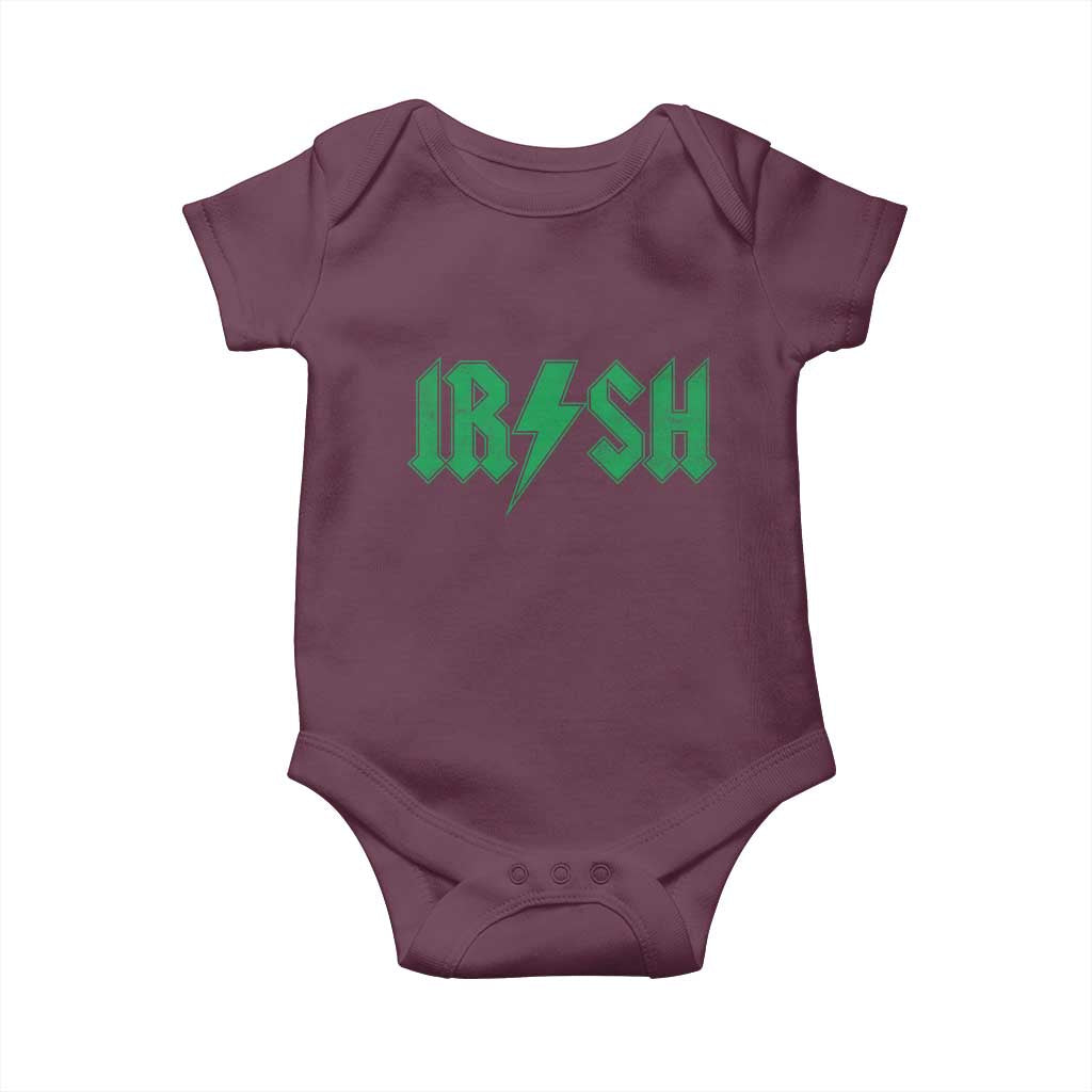 Funny Irish Rocker St Patrickss Day Lightning Bolt Rock and Roll Baby Onesie TS11 Maroon Print Your Wear