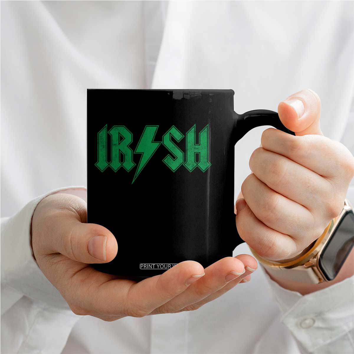 Funny Irish Rocker St Patrickss Day Lightning Bolt Rock and Roll Coffee Mug TS11 Print Your Wear